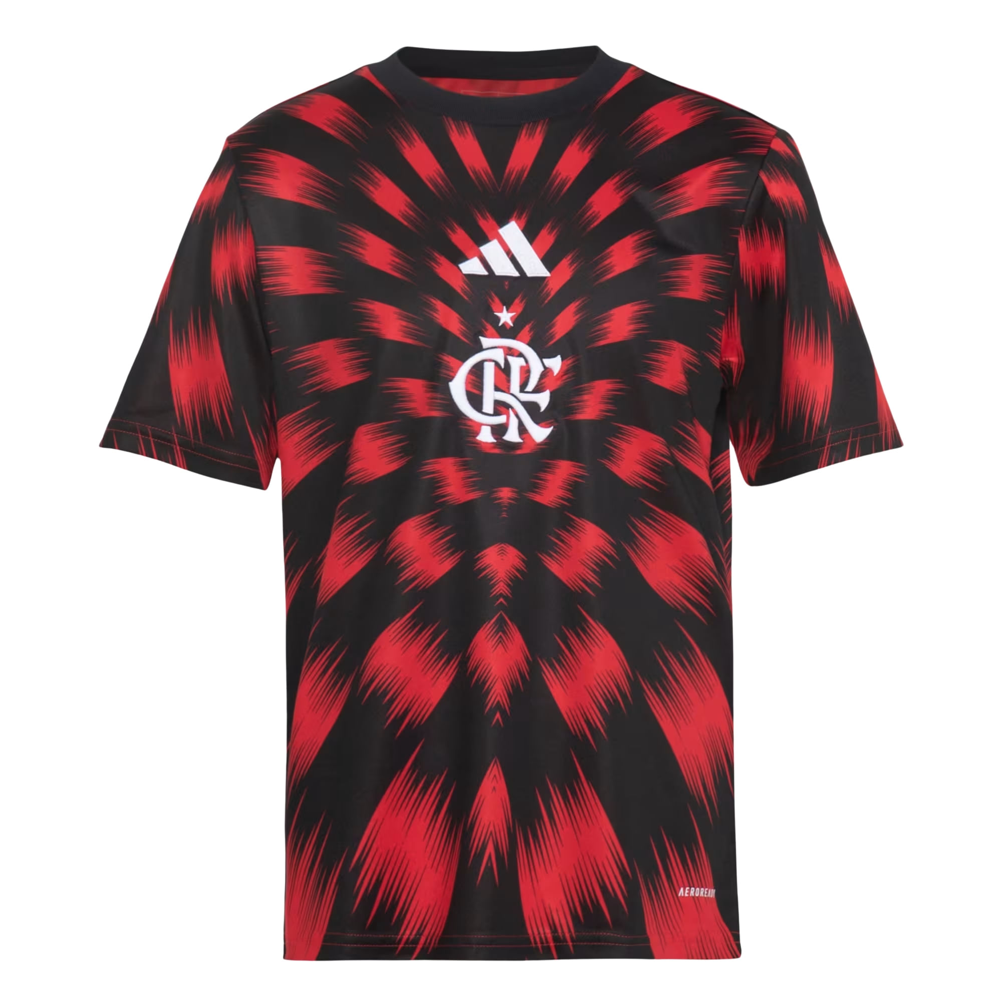 Camisa Flamengo 25/26 Adidas Pré Jogo Infantil - Vermelha/Preta