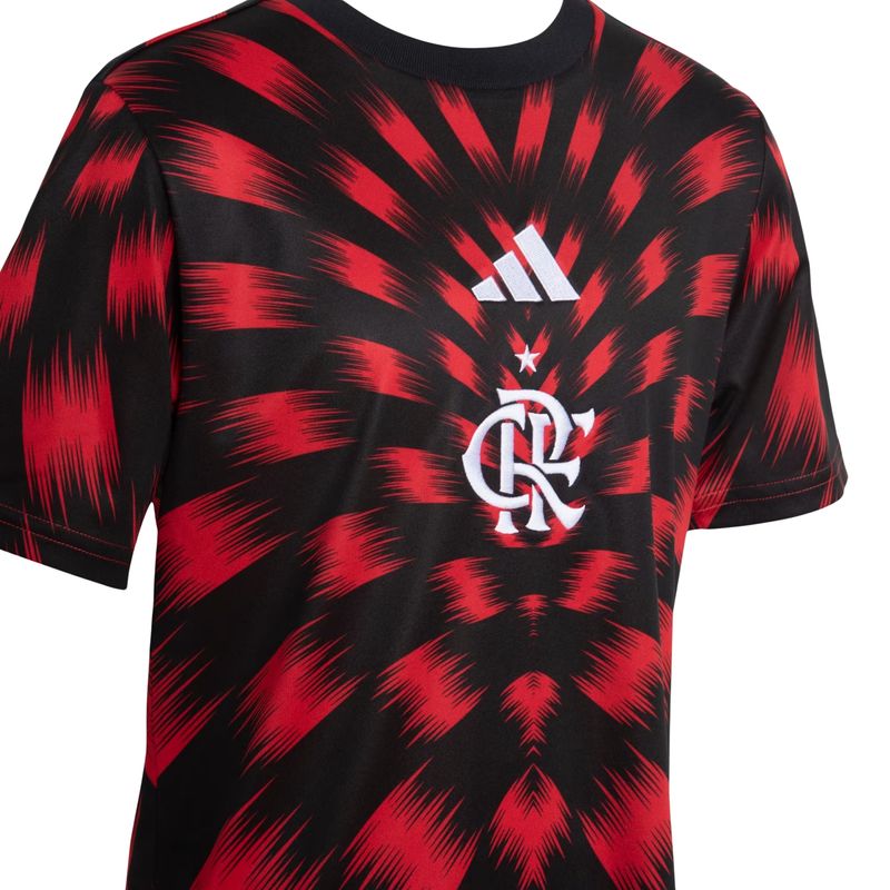 camisa-flamengo-25-26-adidas-pré-jogo-infantil-vermelha-preta