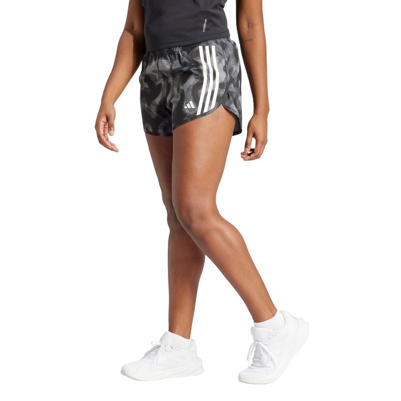 Shorts Adidas Own The Run Três Listras Feminino - Cinza/Preto