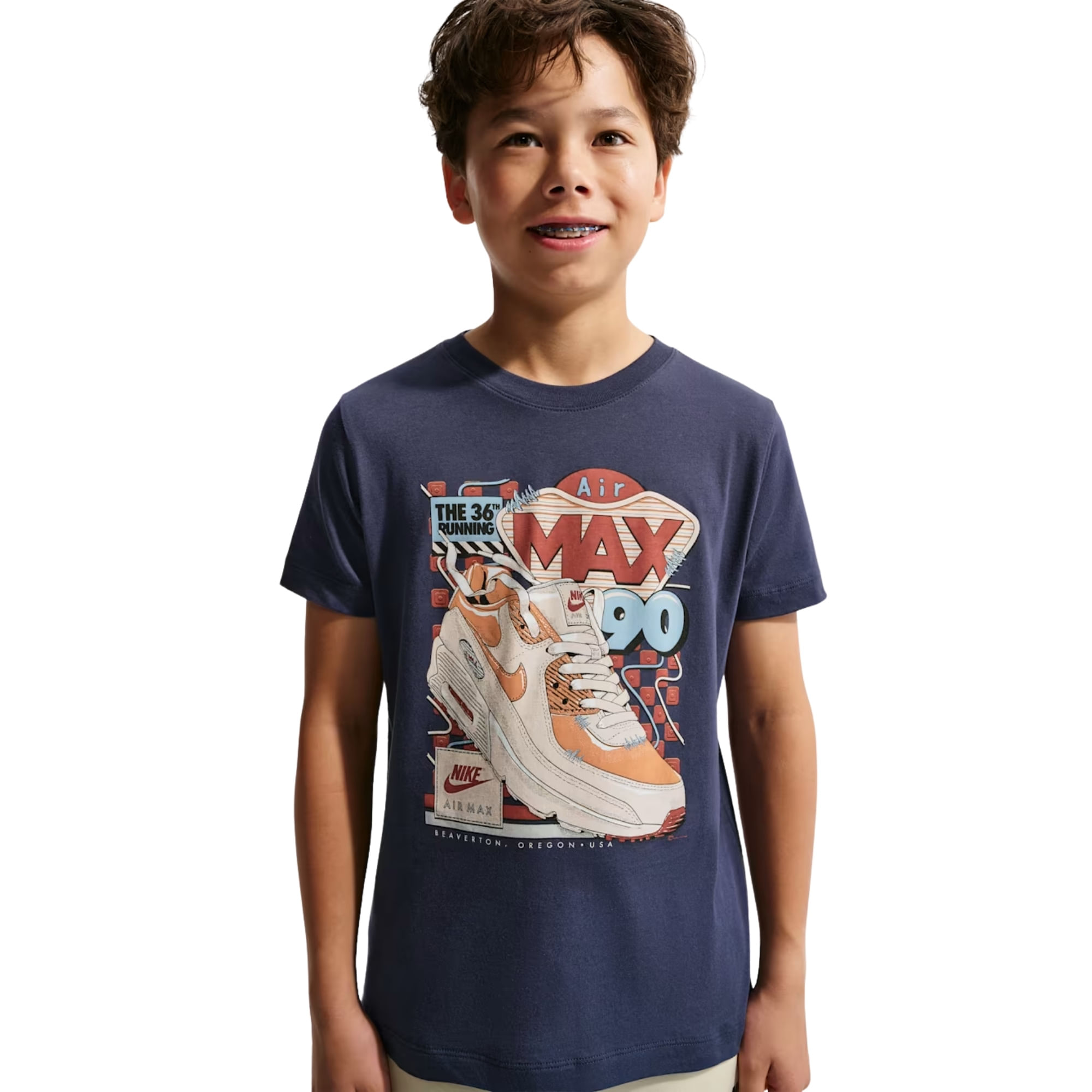 Camiseta Nike Sportswear Tee Air Max 90 Infantil - Azul Marinho