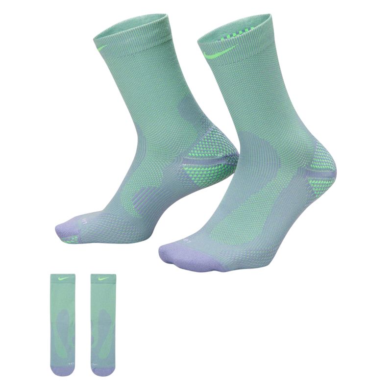 meia-nike-fast-lightweight-crew-unissex-verde-roxa