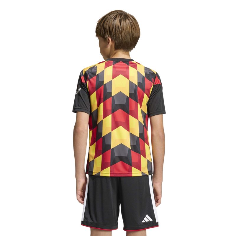 camisa-alemanha-i-2026-adidas-pré-jogo-infantil-preta-vermelha