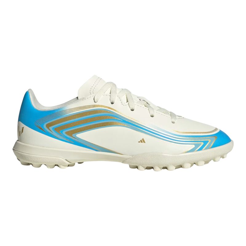 chuteira-society-adidas-f50-messi-club-infantil-bege-azul