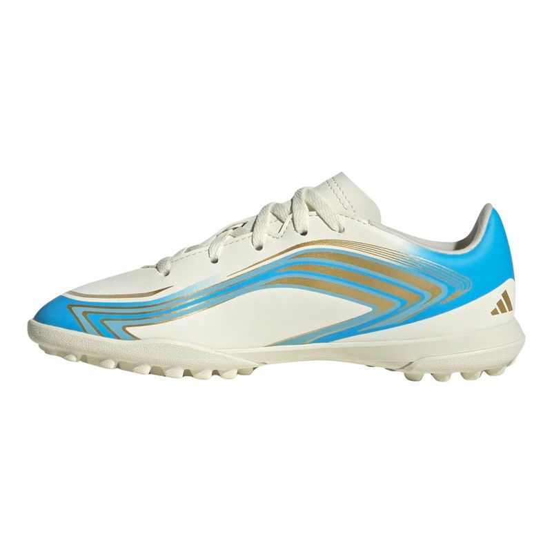 chuteira-society-adidas-f50-messi-club-infantil-bege-azul