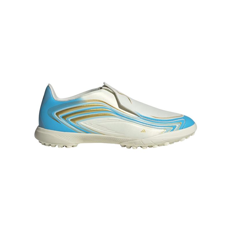 chuteira-society-adidas-f50-messi-league-infantil-bege-azul