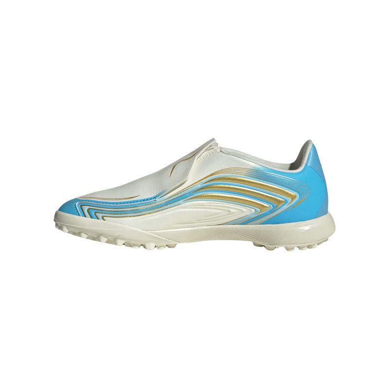 chuteira-society-adidas-f50-messi-league-infantil-bege-azul