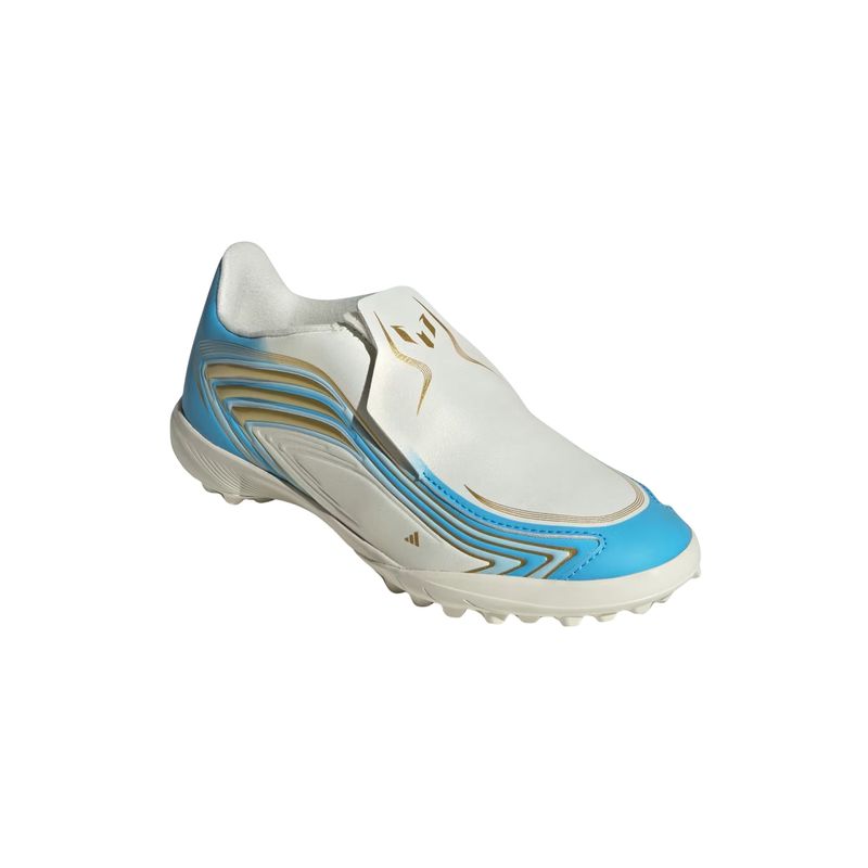 chuteira-society-adidas-f50-messi-league-infantil-bege-azul