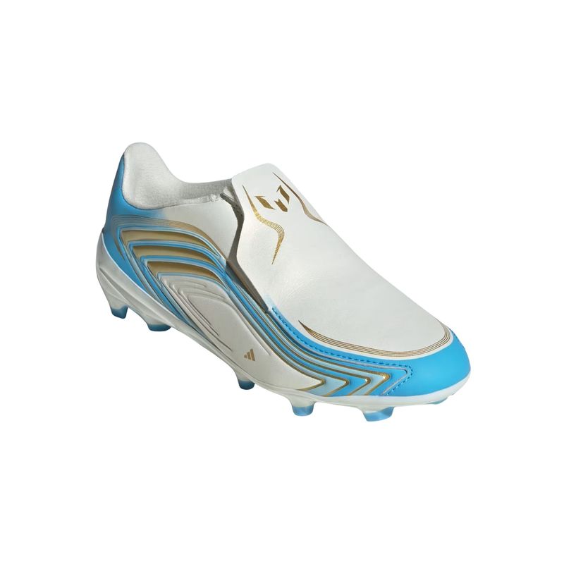 chuteira-campo-adidas-f50-messi-league-infantil-bege-azul