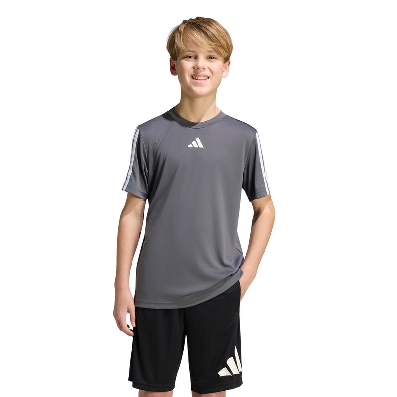 camiseta-adidas-train-essentials-3-listras-infantil-cinza