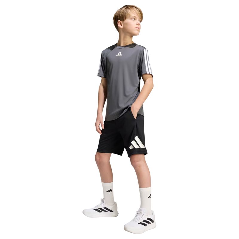 camiseta-adidas-train-essentials-3-listras-infantil-cinza