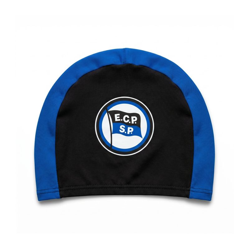 touca-de-natação-ec-pinheiros-campeão-3-unissex-preta-azul-royal