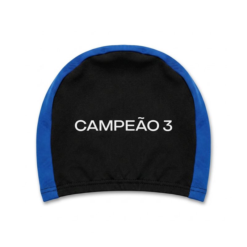 touca-de-natação-ec-pinheiros-campeão-3-unissex-preta-azul-royal