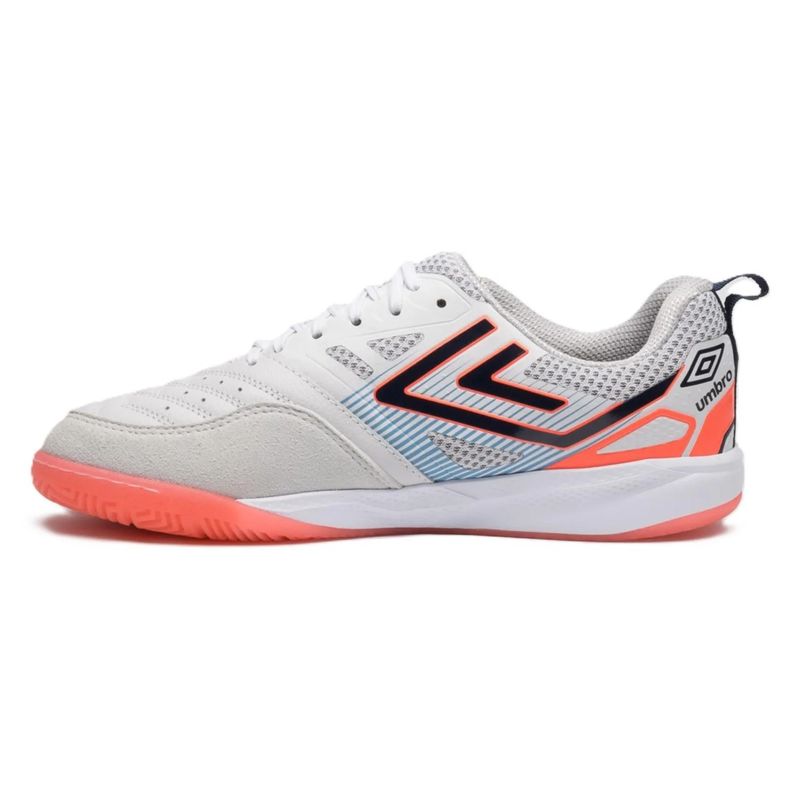 chuteira-futsal-umbro-pro-5-bump-masculina-branca-coral