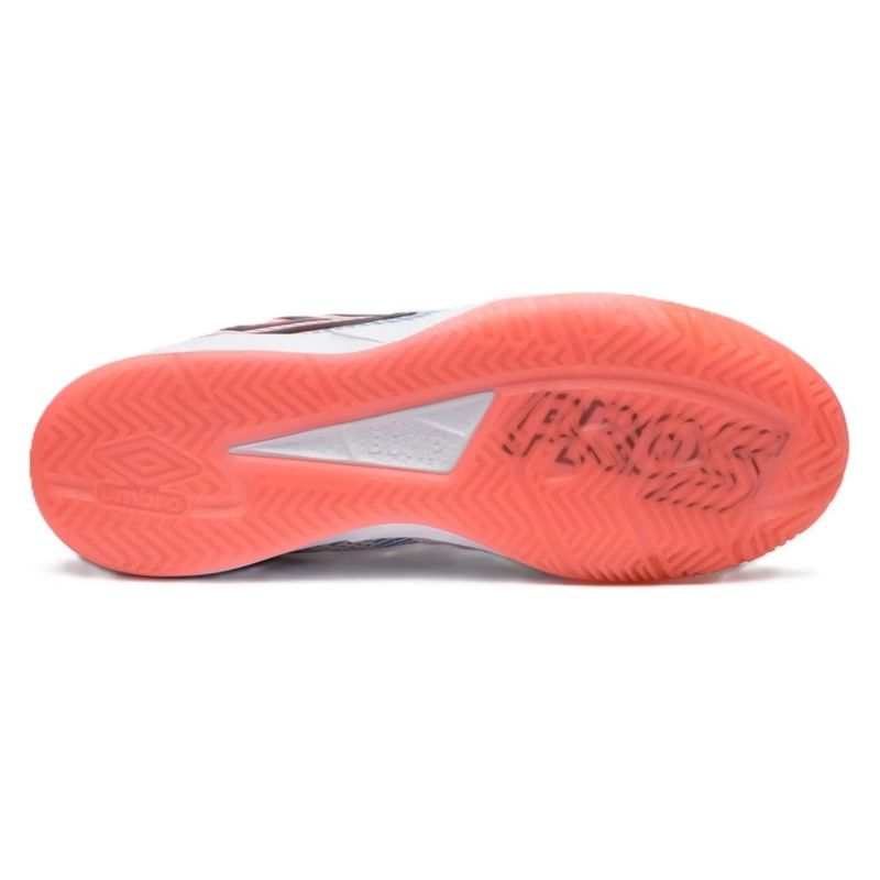 chuteira-futsal-umbro-pro-5-bump-masculina-branca-coral