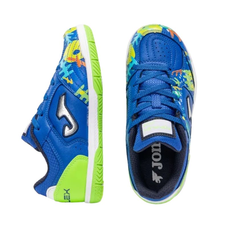 chuteira-futsal-joma-top-flex-infantil-azul-verde