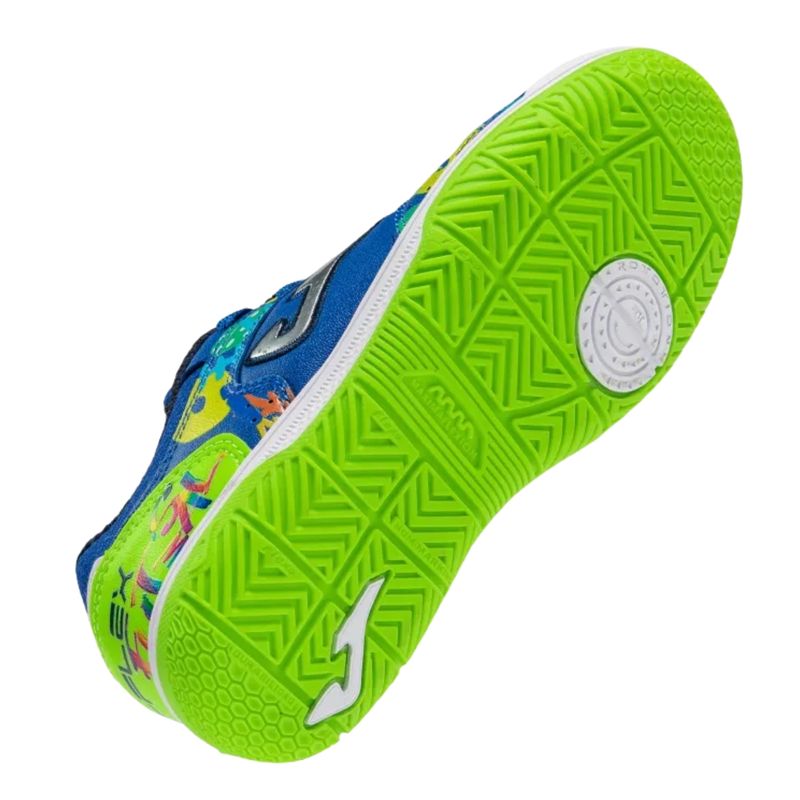 chuteira-futsal-joma-top-flex-infantil-azul-verde
