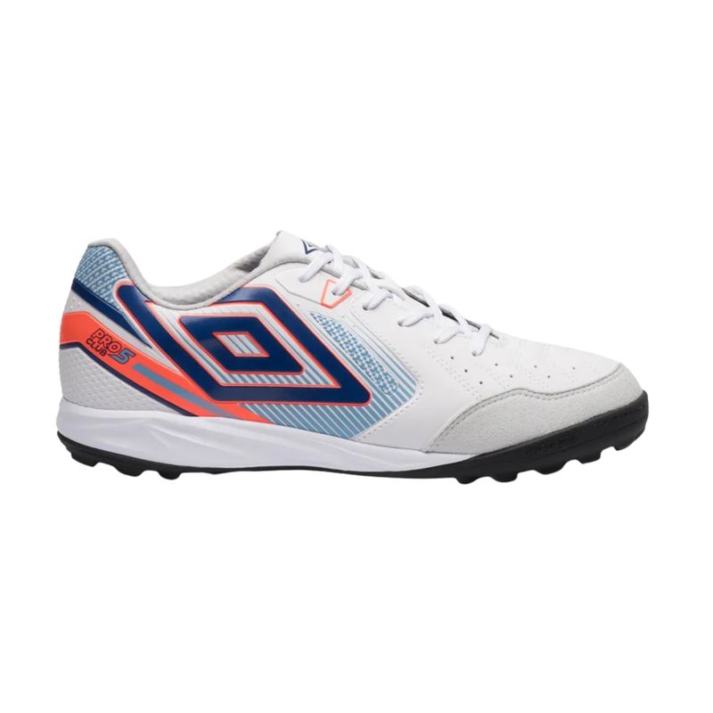 chuteira-society-umbro-pro-5-bump-club-masculina-branca-coral