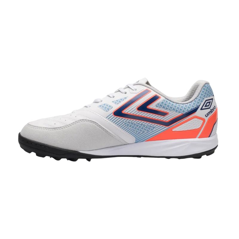 chuteira-society-umbro-pro-5-bump-club-masculina-branca-coral