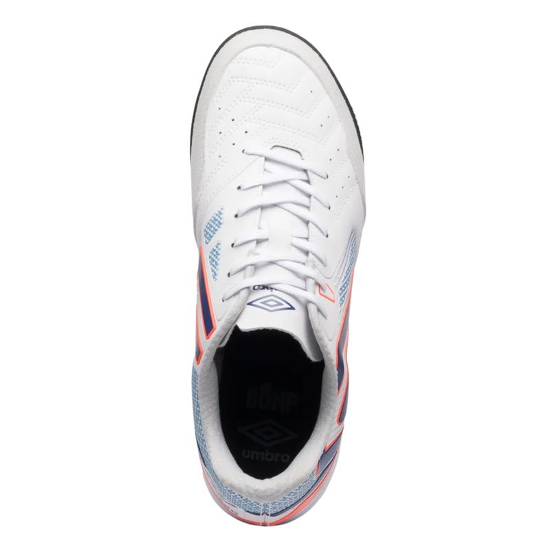 chuteira-society-umbro-pro-5-bump-club-masculina-branca-coral